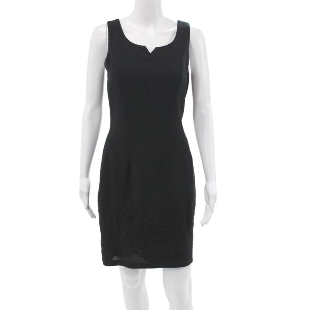 Carole Little Women Sheath Dress Black Scoop Neck Sleeveless Knee Length Size 4